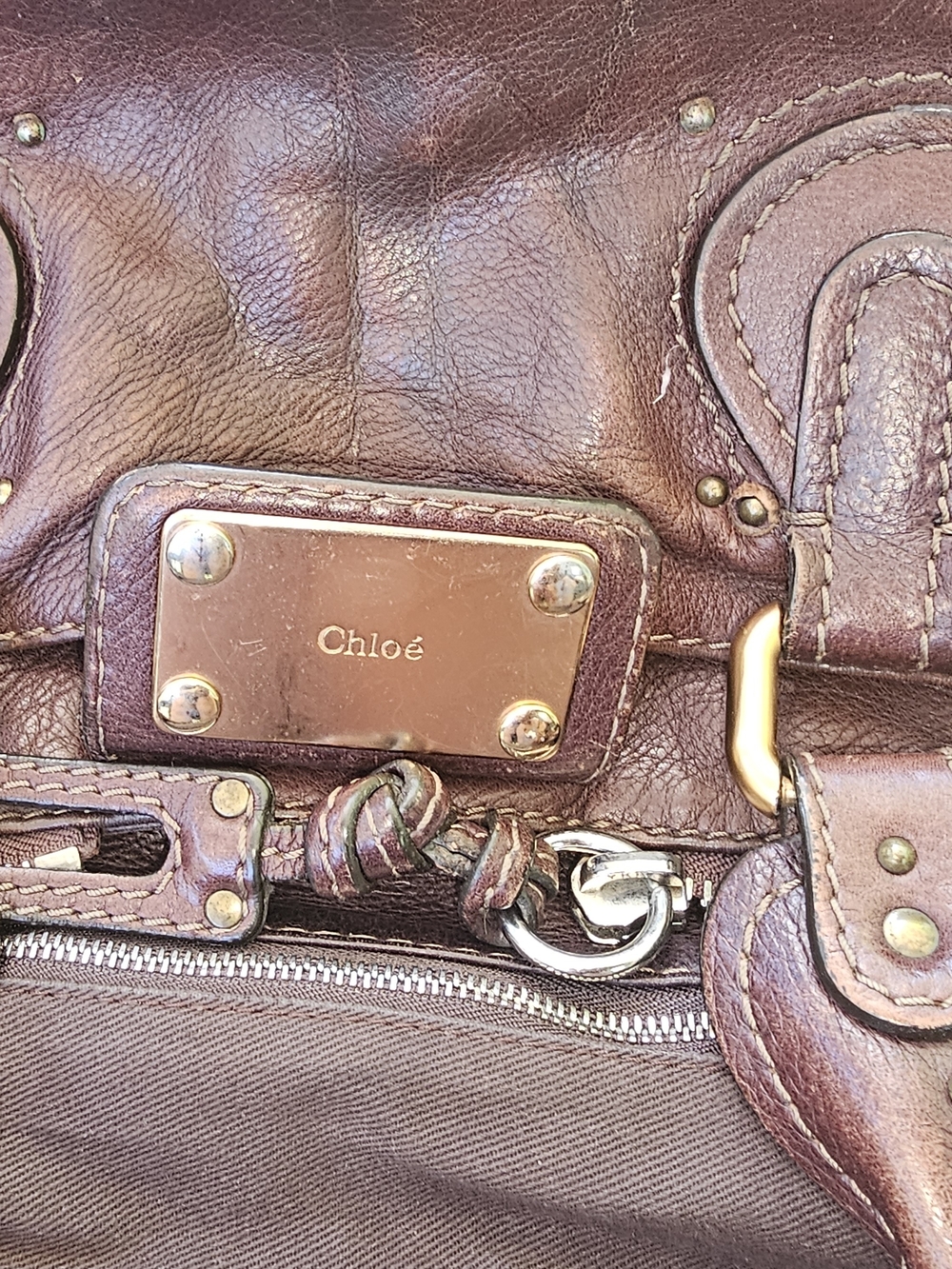 Chloé Cherry 🍒Oxblood 2006 Paddington Leather Satchel Lock Key Brass - Picture 5 of 16